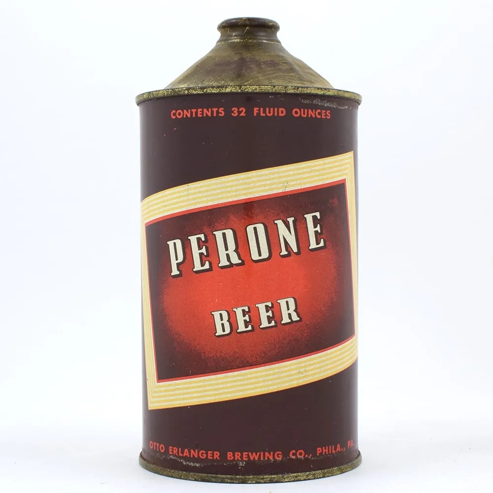 Perone Beer quart cone top can, which sold for $51,500 ($62,830 with buyer’s premium) and a world auction record at Morean.