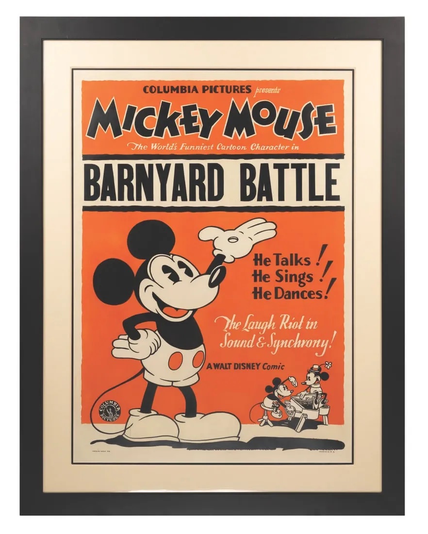 Columbia Pictures one-sheet for the 1929 short 'Barnyard Battles,' which sold for $18,000 ($21,780 with buyer’s premium) at Van Eaton.