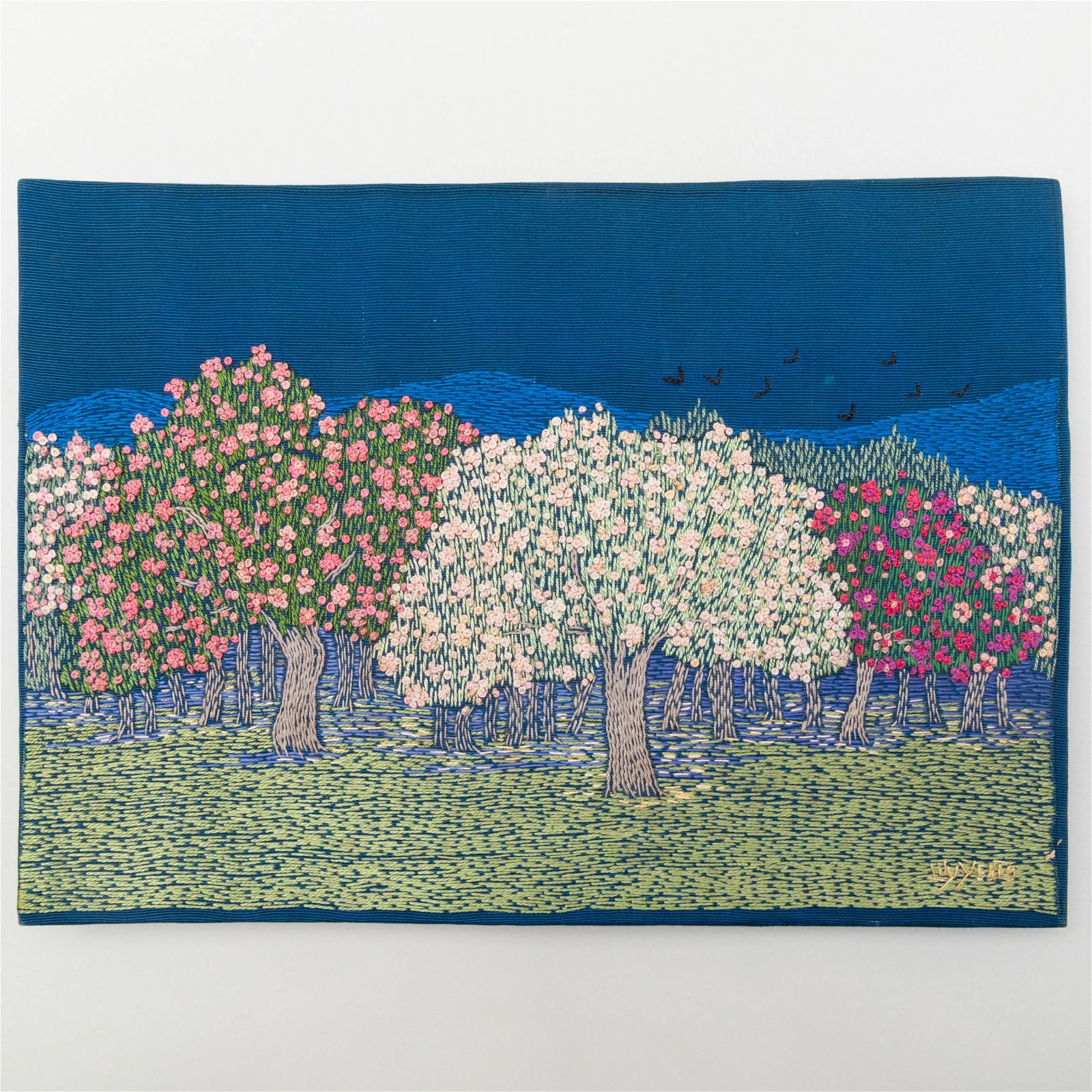 Circa-1900 Lily Yeats embroidered panel, which sold for $7,680 at Stair Galleries.
