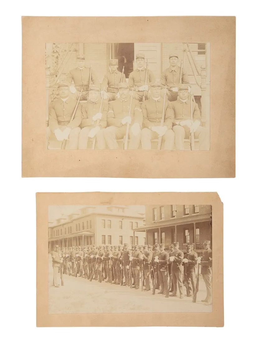 Two photographs of 'Buffalo Soldiers,' which sold for $7,000 ($9,170 with buyer’s premium) at Freeman's Hindman.