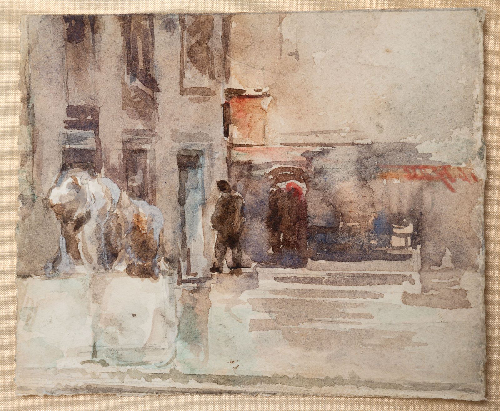 Watercolor of a Venetian scene attributed to John Singer Sargent, which hammered for $7,750 and sold for $9,687 with buyer’s premium at Amelia Jeffers.