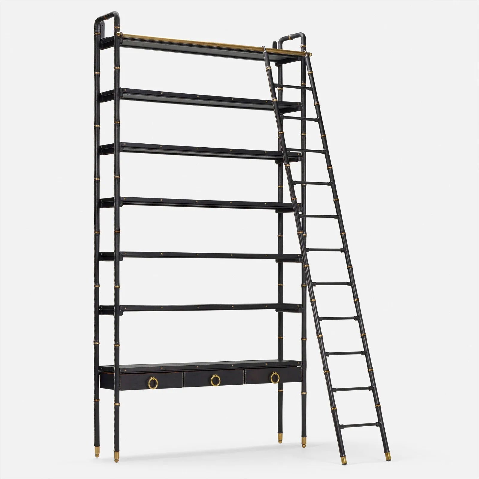 Bookshelf and ladder attributed to Jacques Adnet, which sold for $28,000 ($36,680 with buyer's premium) at LAMA.