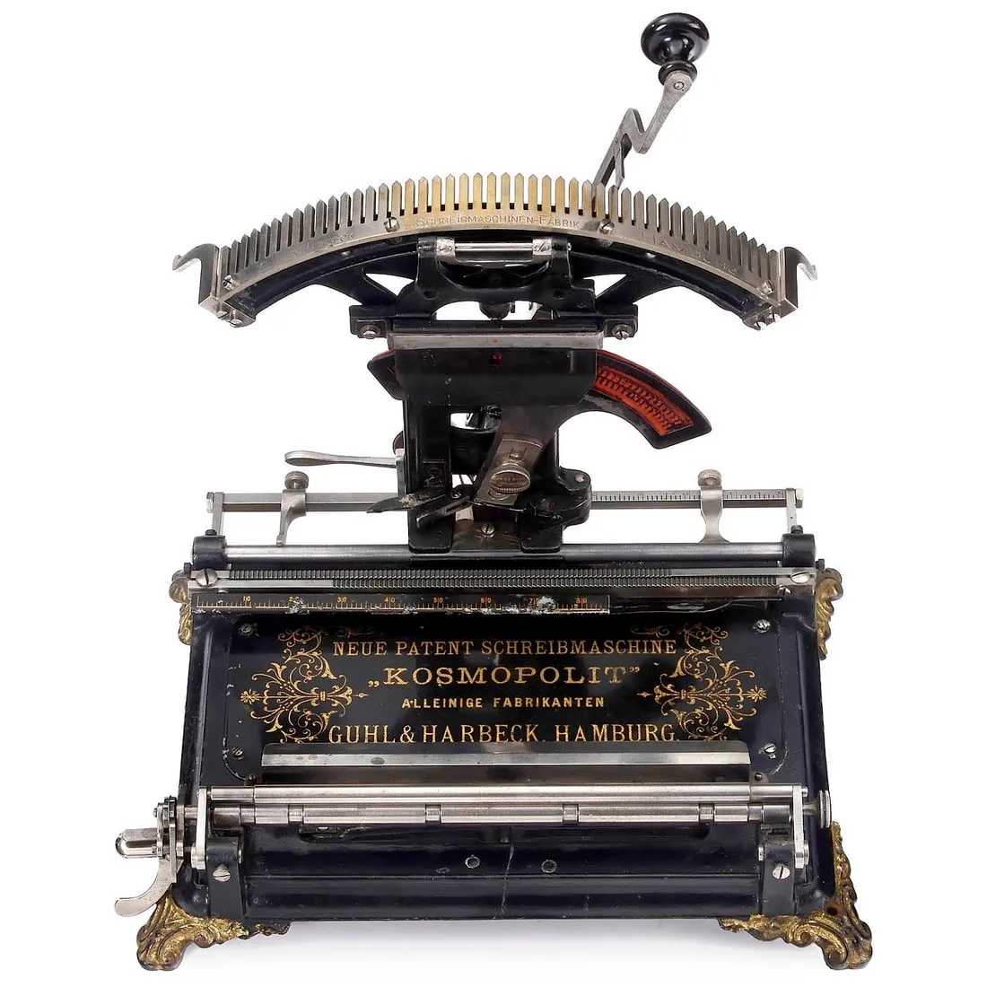 Kosmopolit typewriter, which sold for €18,000 ($19,490, or $46,380 with buyer’s premium) at Breker.