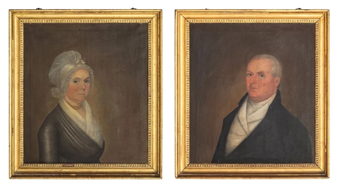 Charles Lyman, portraits of Thaddeus and Elizabeth Leavitt, estimated at $8,000-$12,000 at Freeman's Hindman.