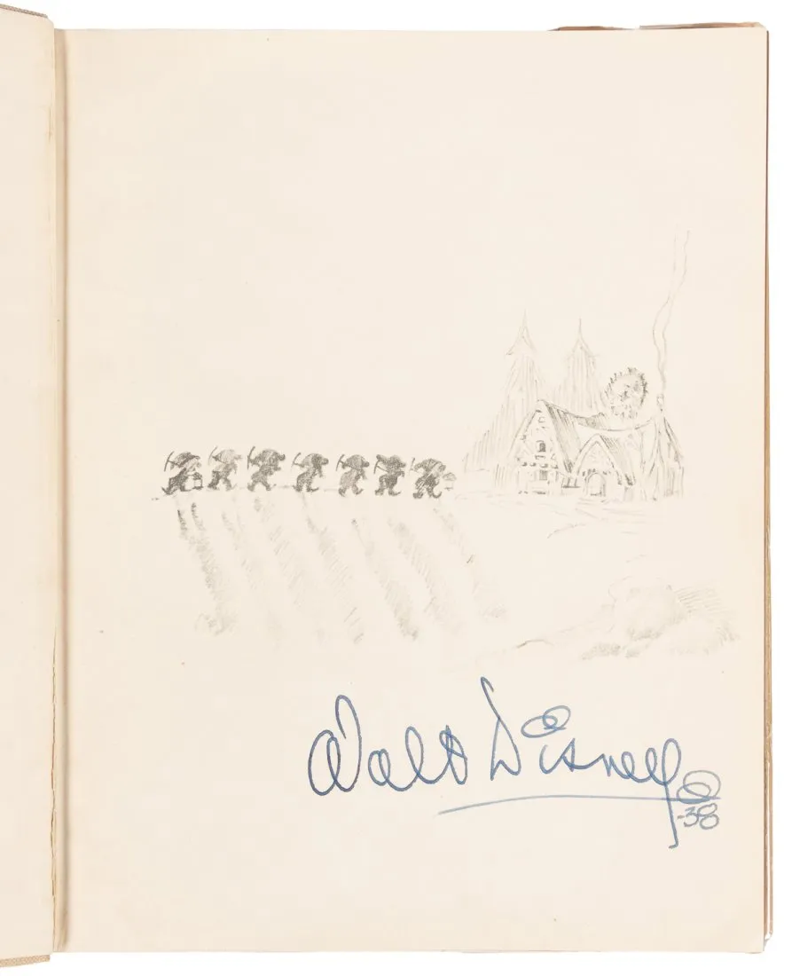 Walt Disney-signed 'Walt Disney’s Sketch Book of Snow White and the Seven Dwarfs,' estimated at $5,000-$7,000 at Potter & Potter.