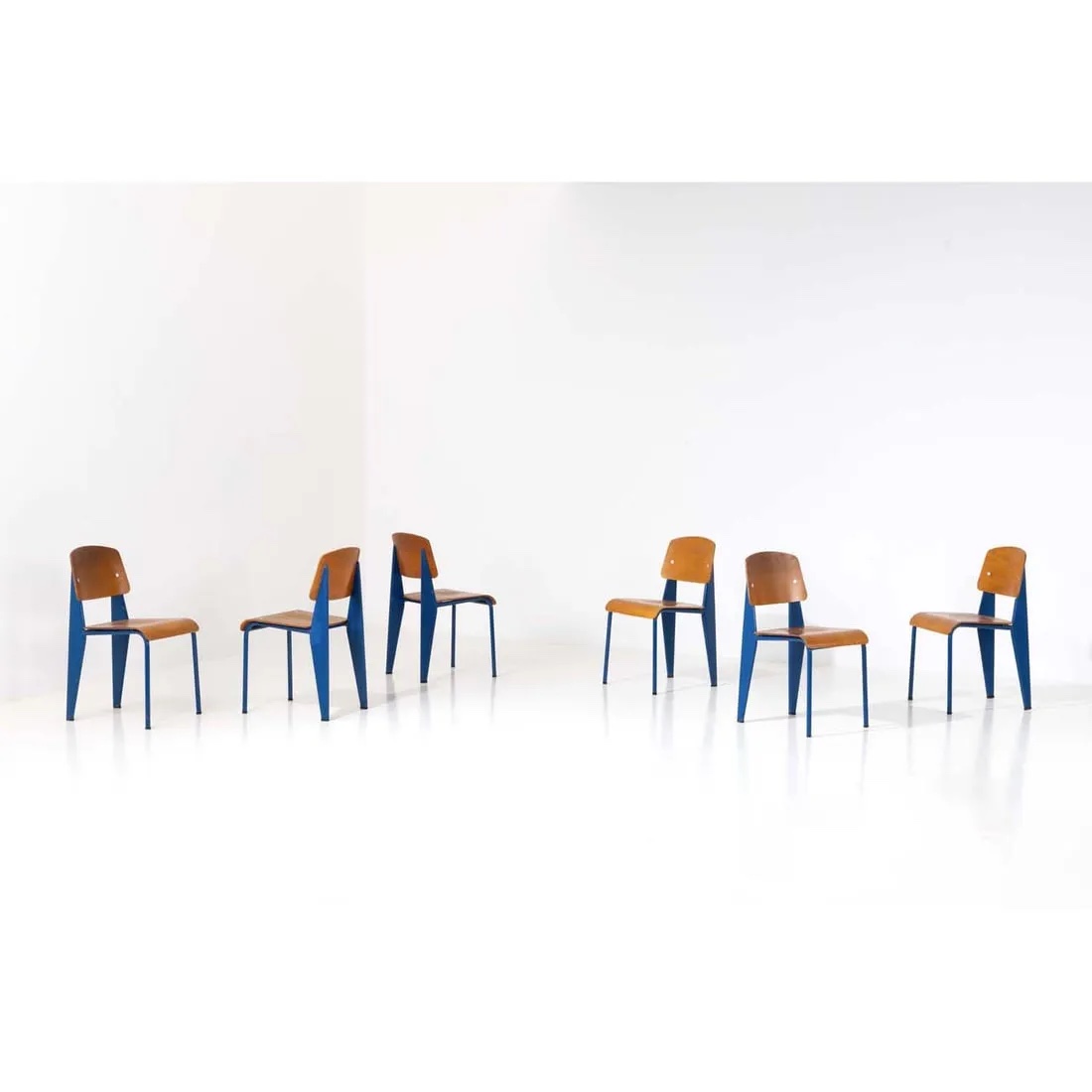 Jean Prouvé, set of six ‘Métropole’ chairs, no. 305, estimated at €80,000-€120,000 ($87,090-$130,635) at Piasa.