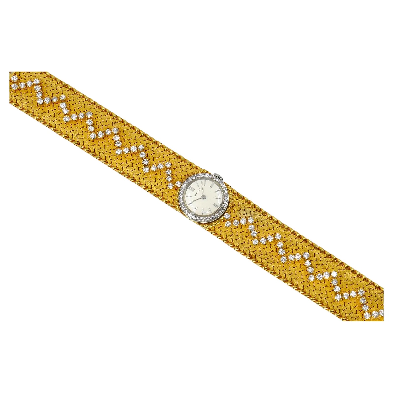 Vintage Cartier 18K gold and diamond braided watch, estimated at $24,000-$29,000 at Jasper52.
