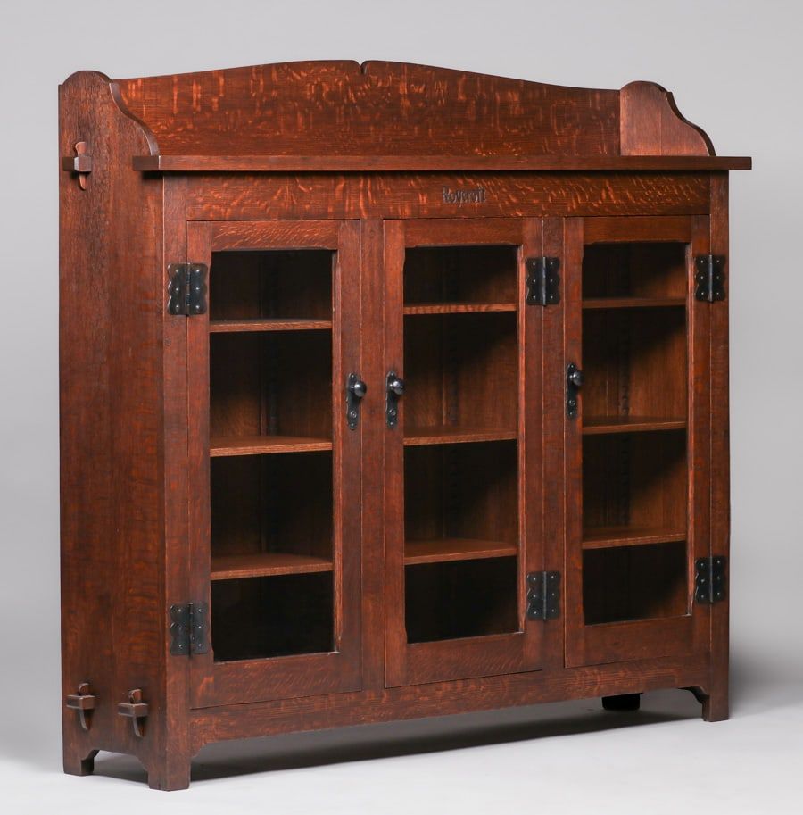 Circa-1910 Roycroft three-door bookcase, estimated at $15,000-$20,000 at California Historical Design.
