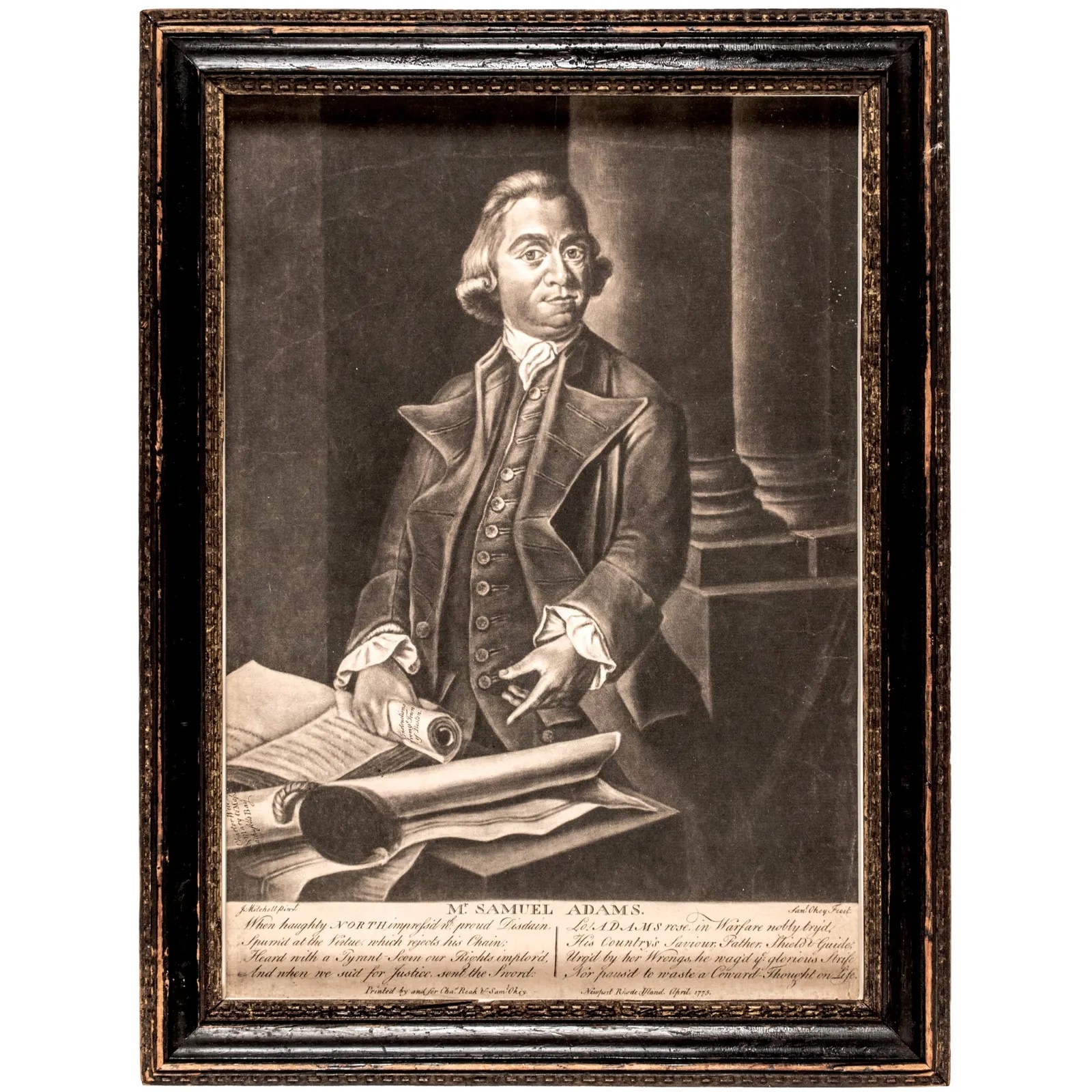 Samuel Adams mezzotint portrait, estimated at $15,000-$20,000 at Early American.