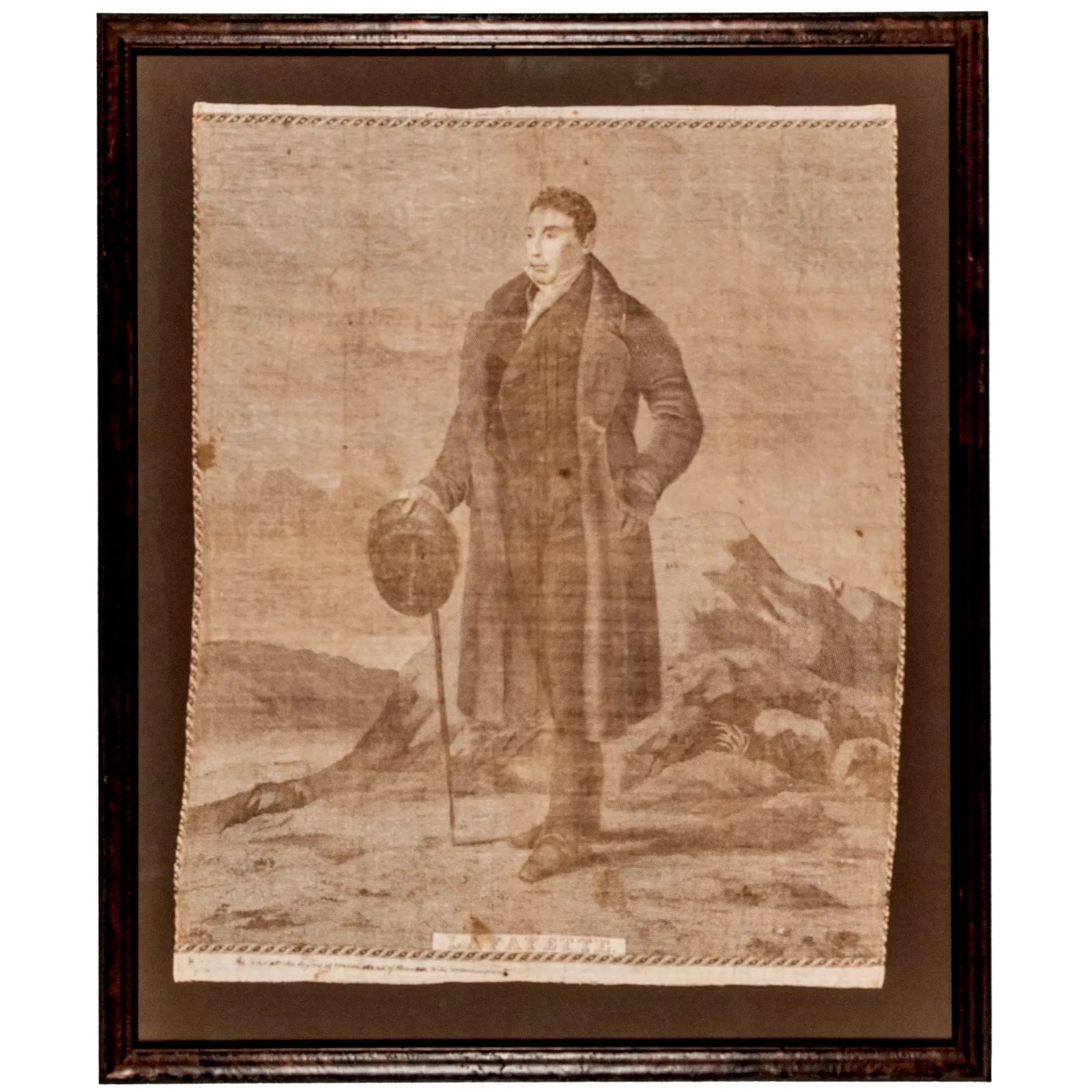French General Gilbert du Motier, Marquis de Lafayette portrait textile, estimated at $4,500-$6,500 at Early American.
