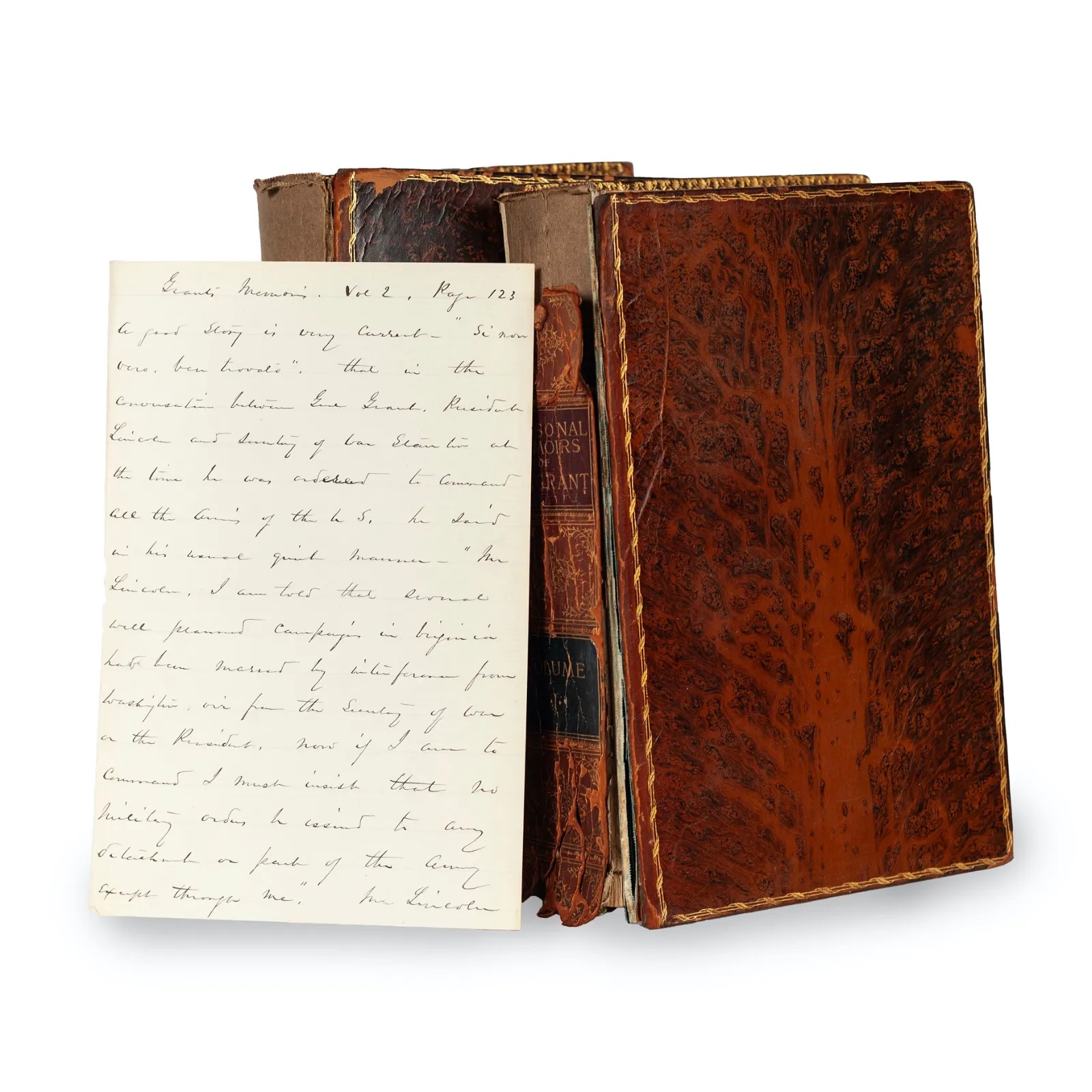 General W. T. Sherman's annotated copy of 'Memoirs of U. S. Grant,' estimated at $7,500-$15,000 at Fleischer's.