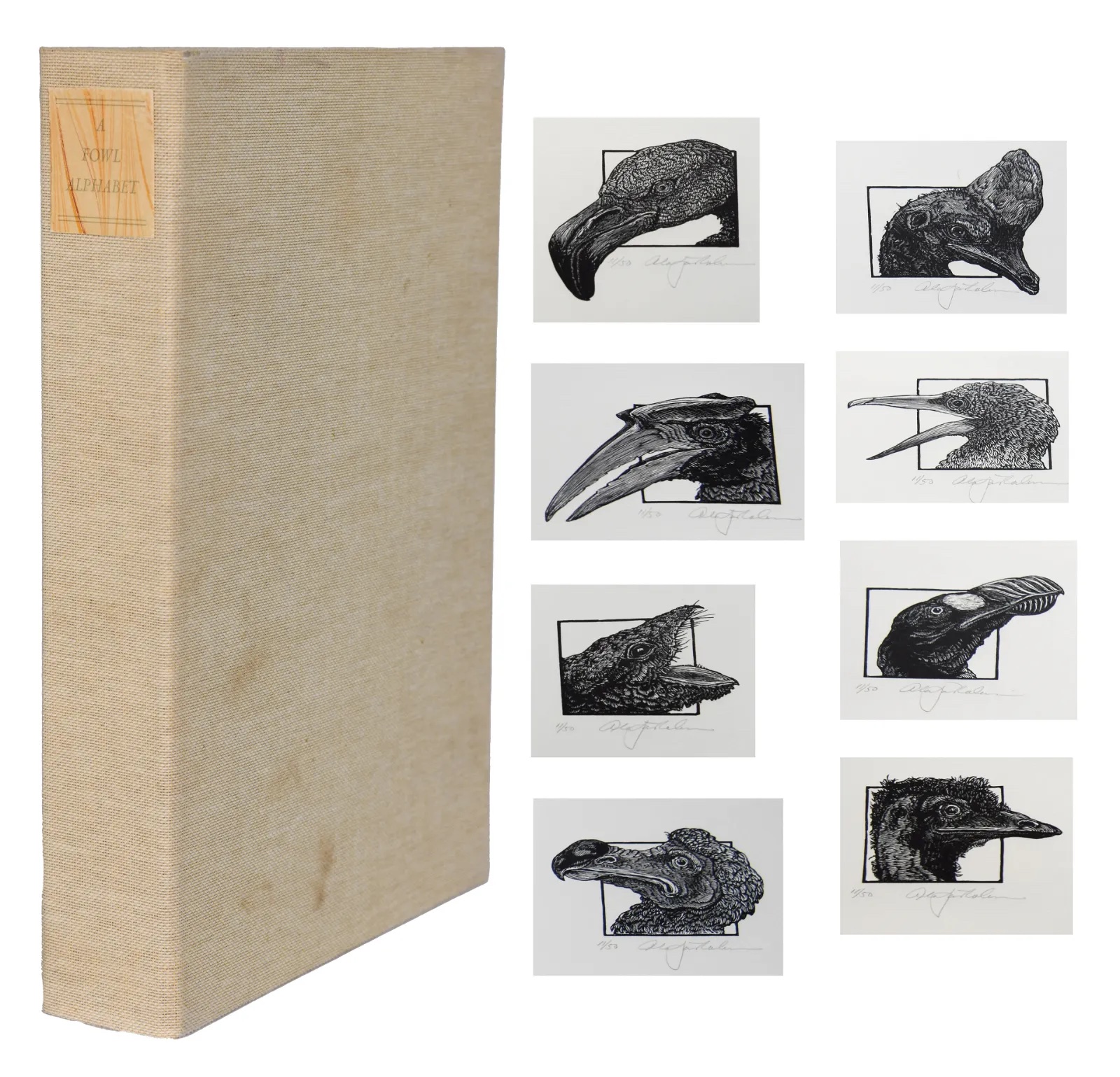 'A Fowl Alphabet', with 26 wood engravings by Alan James Robinson, estimated at $1,000-$2,000 at La Belle Epoque.