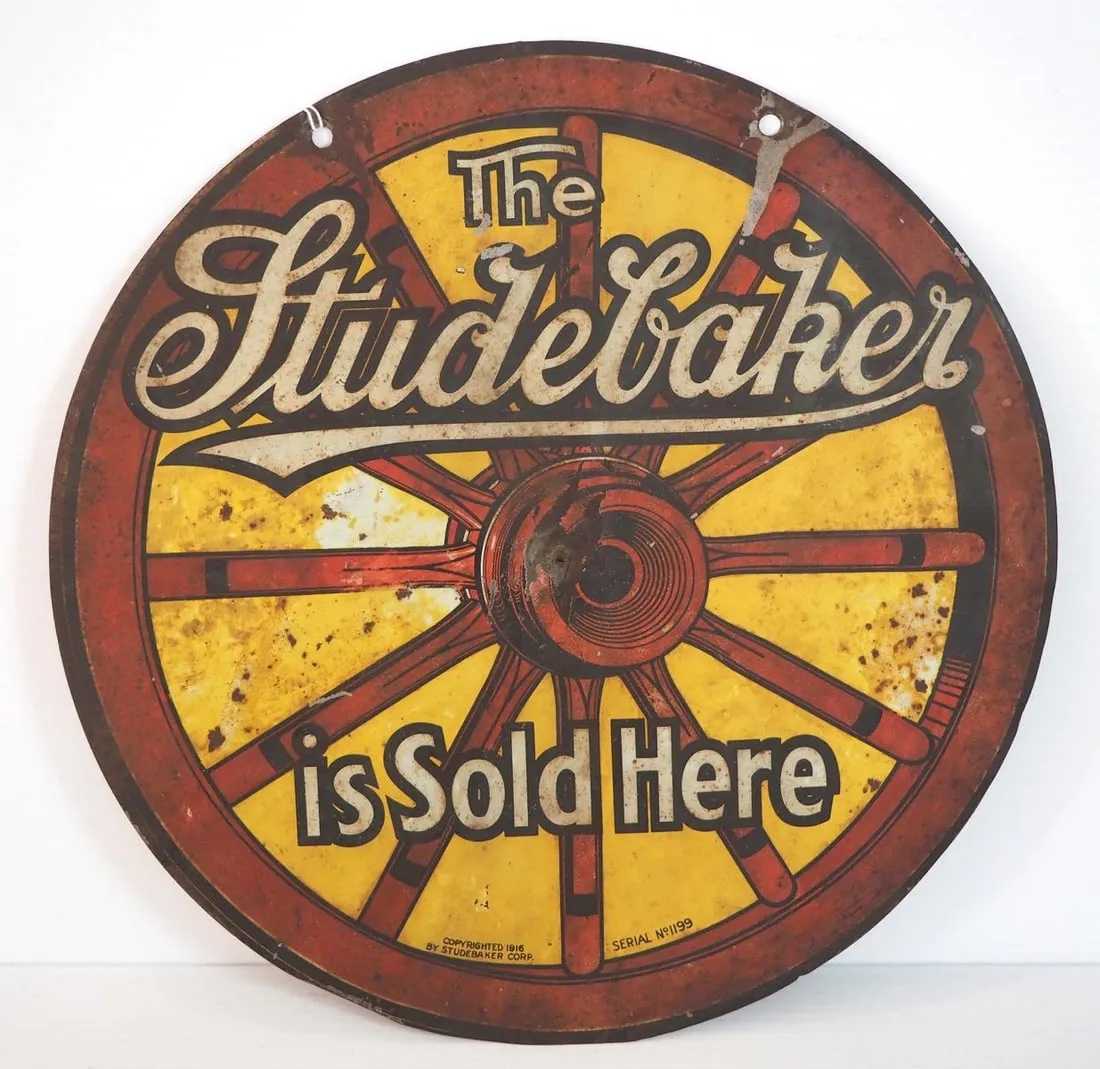 'The Studebaker Sold Here' sign, estimated at $100-$200 at Chupp.