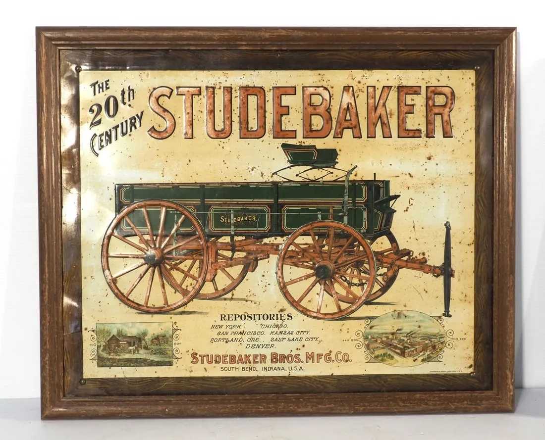 'The 20th Century Studebaker' sign, estimated at $100-$200 at Chupp.