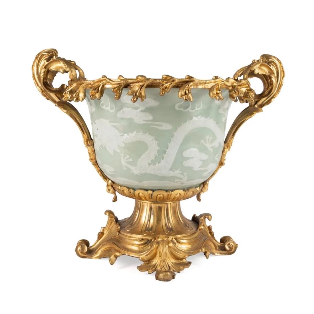 Chinese celadon dragon jardiniere, estimated at $4,000-$6,000 at Ahlers & Ogletree.