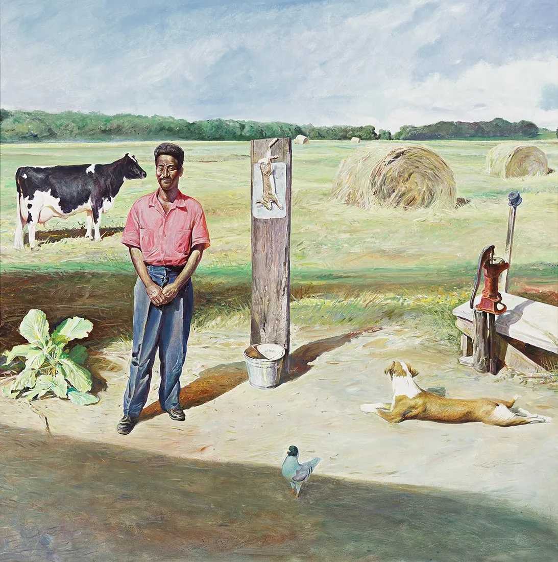 Kermit Oliver, 'Hay Rolls,' estimated at $100,000-$150,000 at Swann.