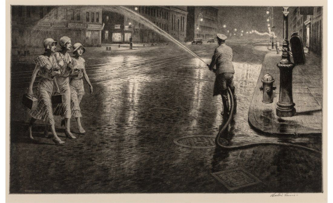 Martin Lewis’ ‘Two A.M.’, a 1932 first state drypoint, earned $12,500 plus the buyer’s premium in May 2018. Image courtesy of Heritage Auctions and LiveAuctioneers.