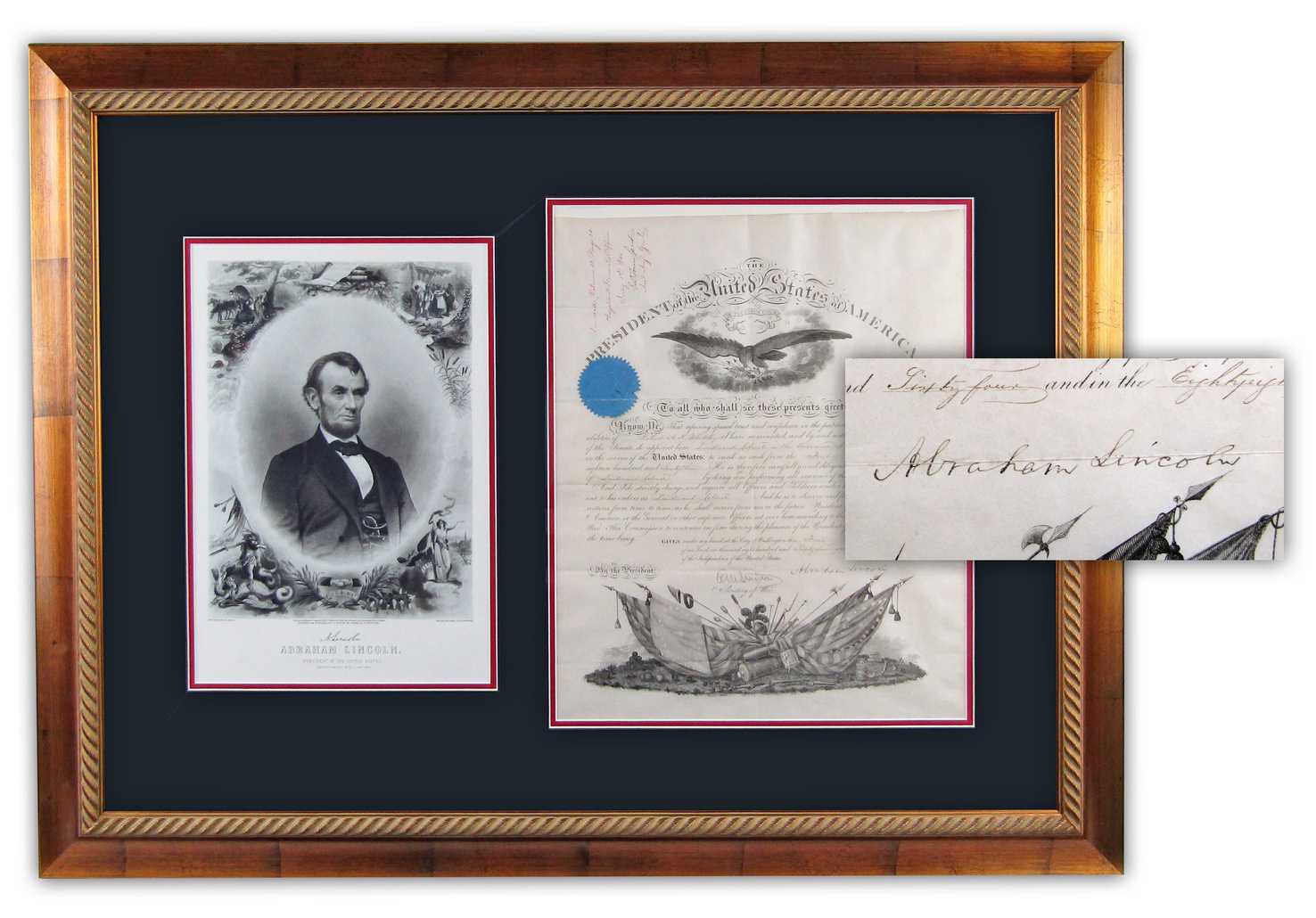 A Civil War-dated military commission signed by Lincoln for Lt. Col. Robert H. K. Whiteley of Maryland, $6,000-$8,000 at University Archives.