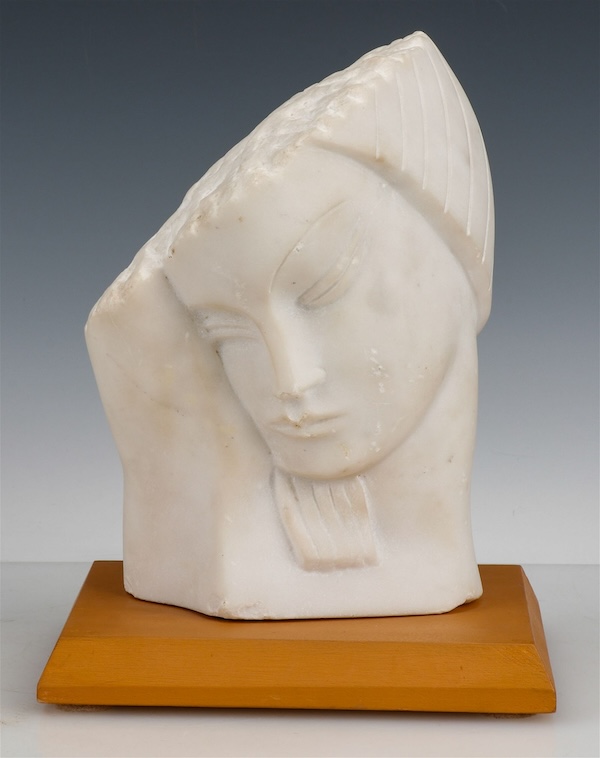 This carved marble bust by Boris Lovet-Lorski sold for $3,500 plus the buyer’s premium in September 2023. Image courtesy of Material Culture and LiveAuctioneers.
