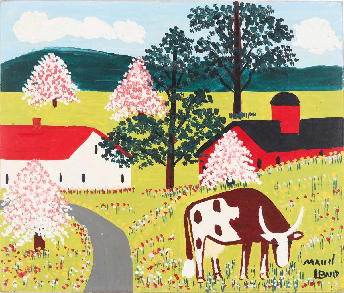 Maud Lewis, 'Cow In Spring Meadow,' estimated at CA$25,000-CA$30,000 ($18,460-$22,150) at Miller & Miller.