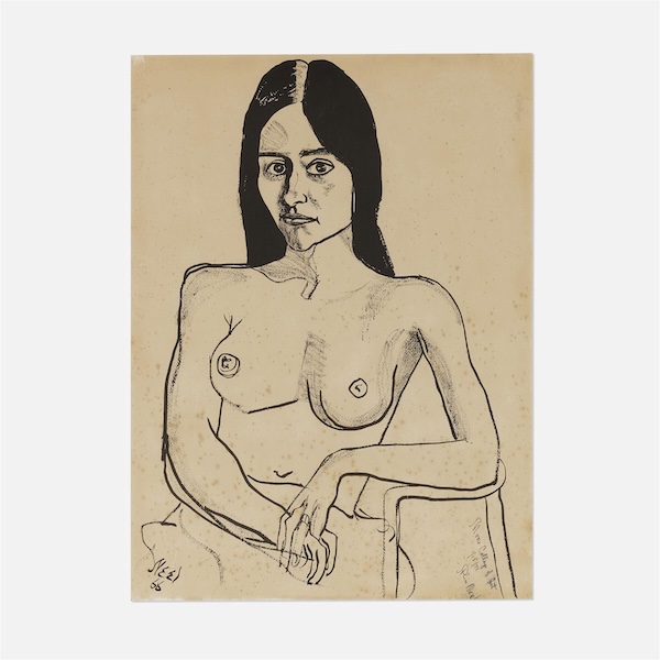 This untitled Alice Neel lithograph of a nude woman made $6,000 plus the buyer’s premium in June 2022. Image courtesy of Rago Arts and Auction Center and LiveAuctioneers.