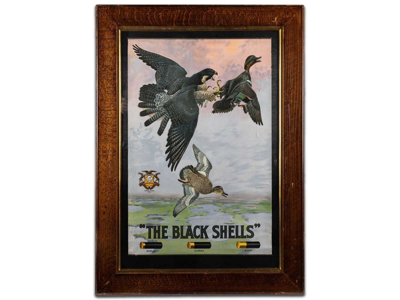 ‘The Black Shells’, a US Cartridge Company advertising poster estimated at $50-$200,000 at Richmond Auctions.