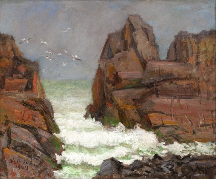 An atypical subject matter for Walt Kuhn is this 1944 seascape oil on canvas, which brought $23,000 plus the buyer’s premium in August 2021. Image courtesy of Barridoff Auctions and LiveAuctioneers.