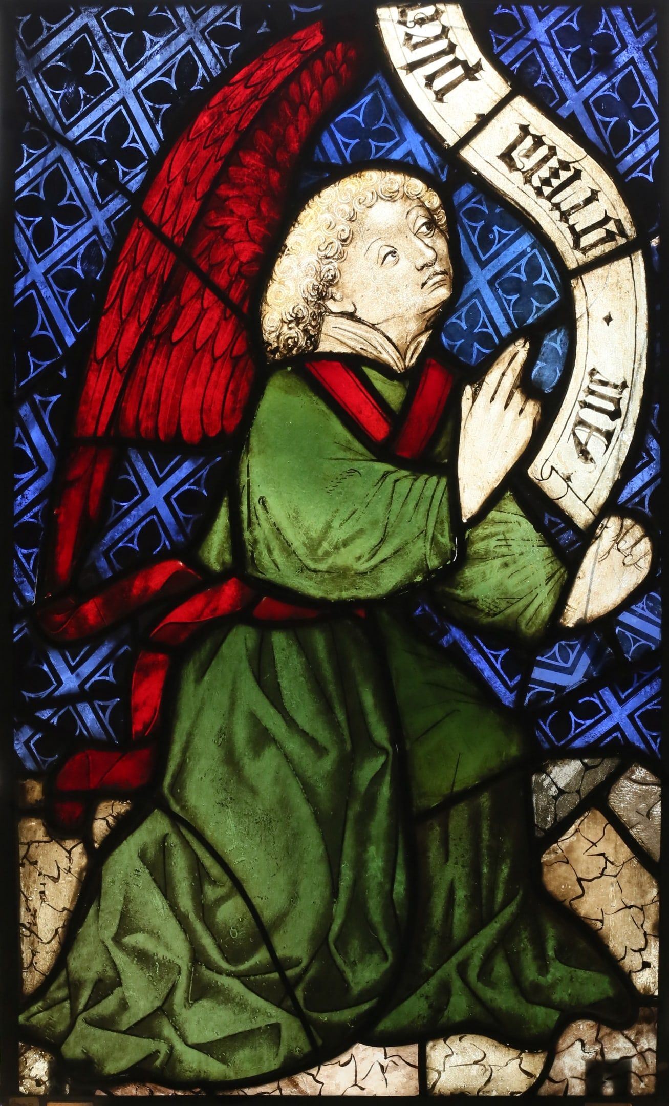 Early 15th-century stained and painted panel depicting The Annunciate Angel, which hammered for $30,000 and sold for $38,400 with buyer’s premium at Willow Auction House.