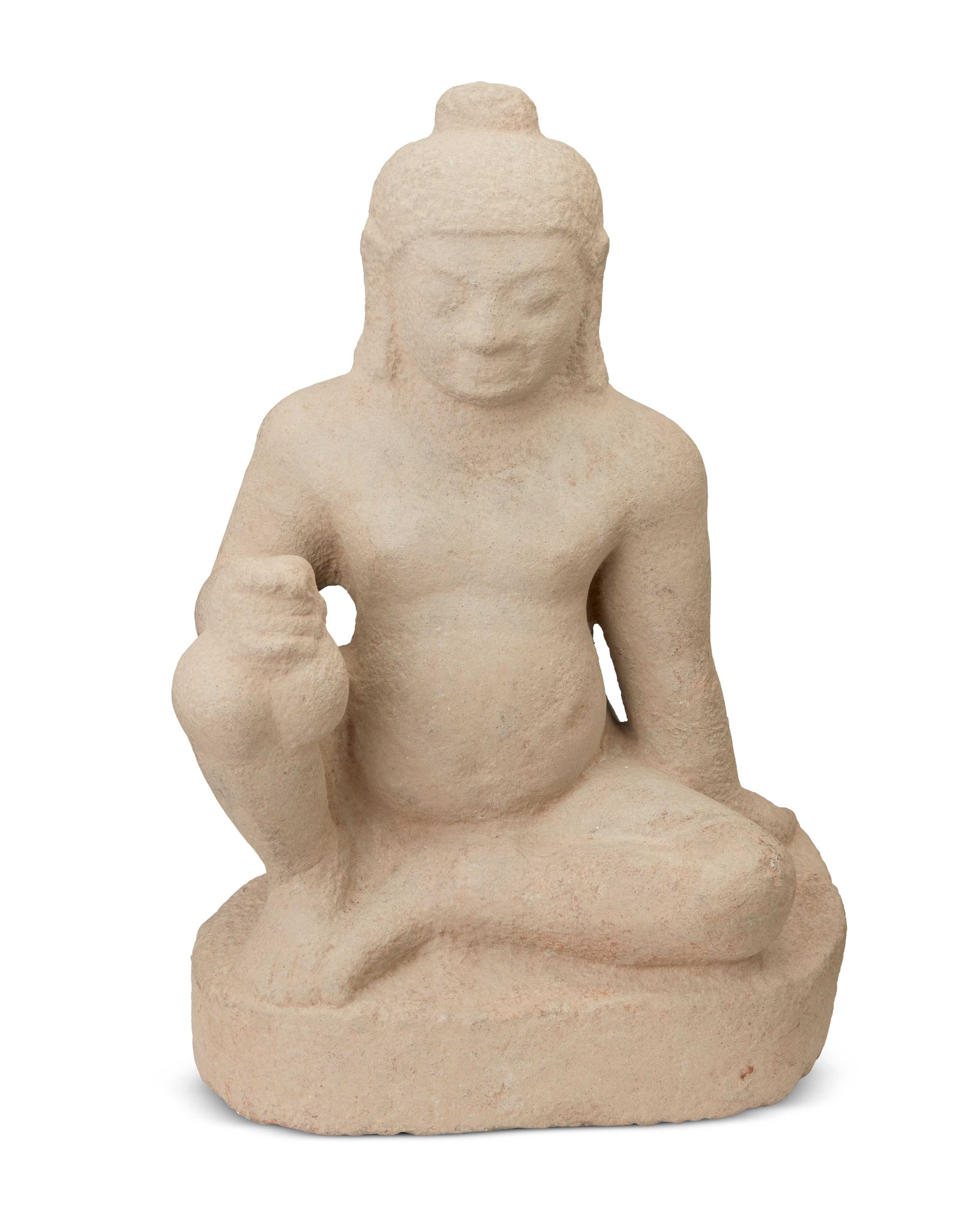 Buff sandstone figure of Kubera, estimated at $20,000-$30,000 at Moran.