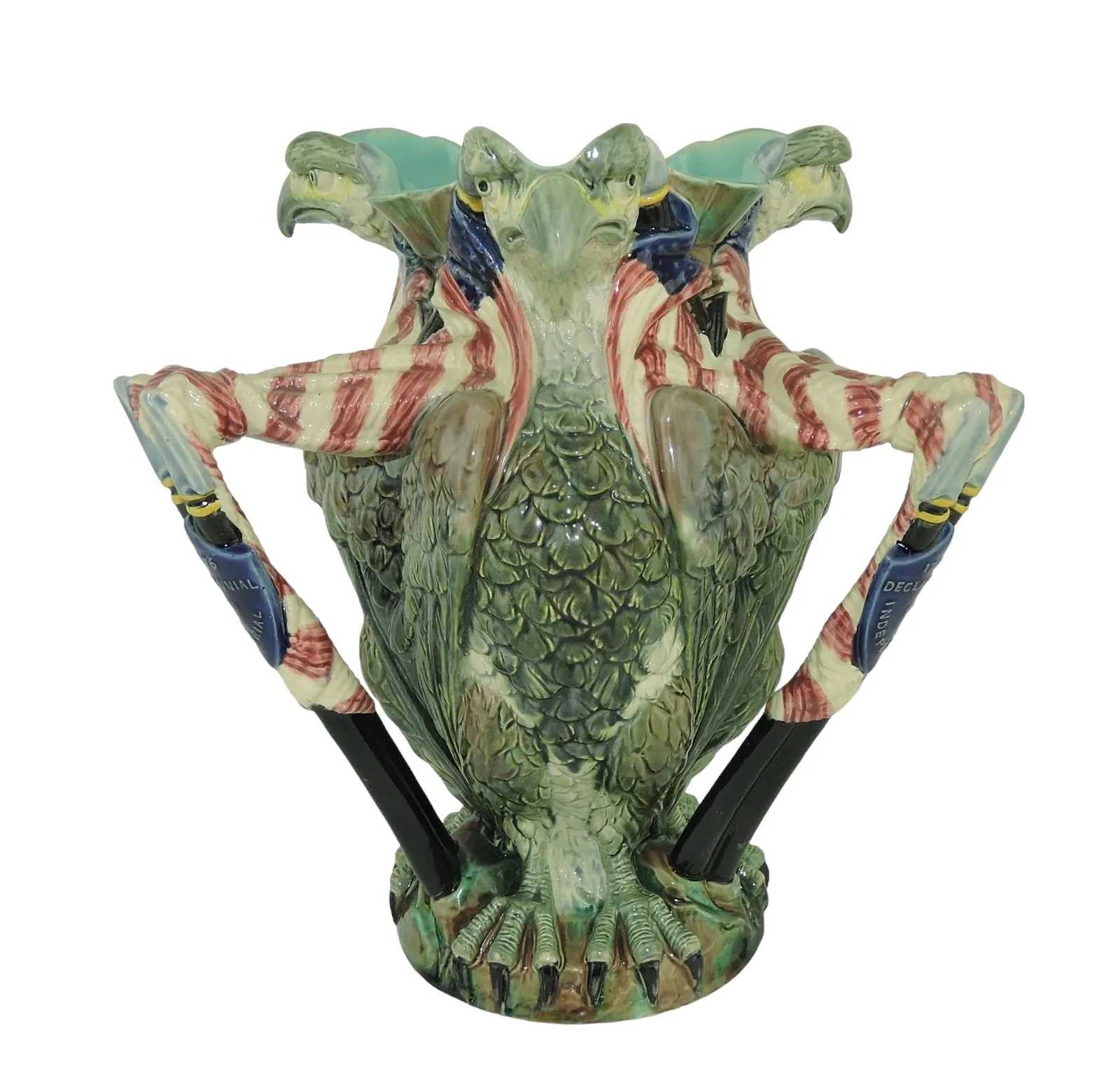 Copeland Majolica 1876 Memorial Vase, which sold for $15,000 ($18,600 with buyer's premium) at Strawser.