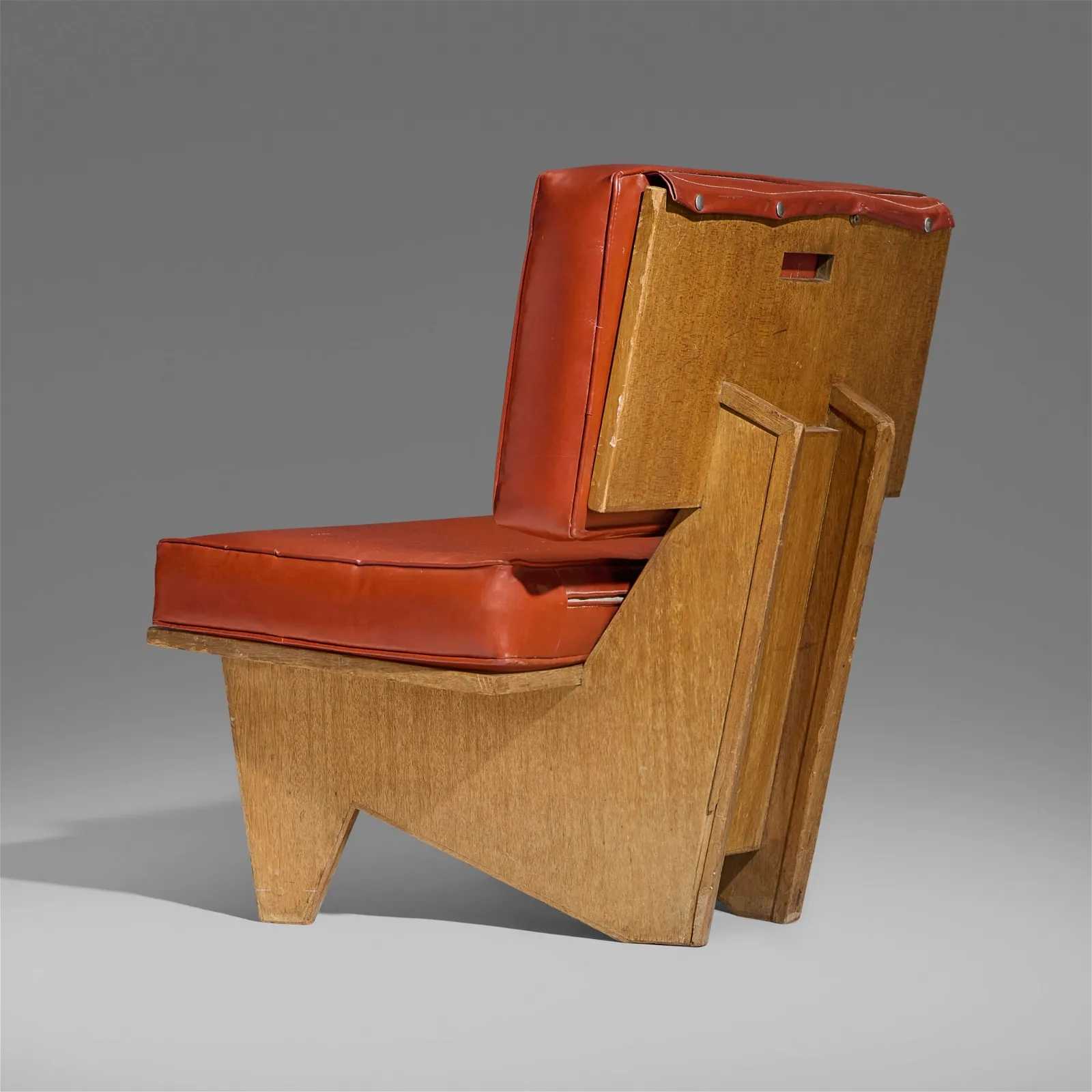 Frank Lloyd Wright chair from the Dorothy H. Turkel House in Detroit, which sold for $40,000 ($52,400 with buyer's premium) at Toomey.