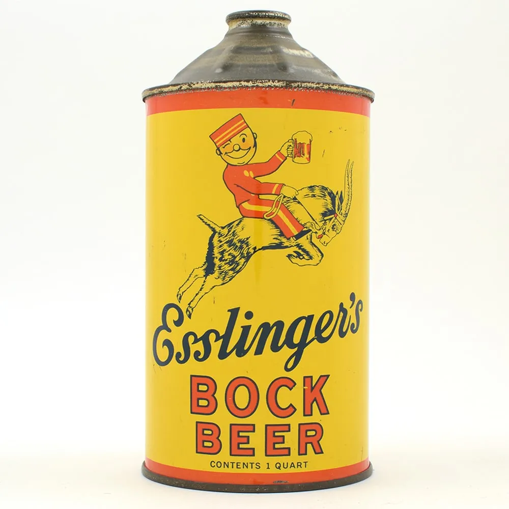 Esslingers Bock Quart Cone Top Can, $51,000 ($62,830 with buyer's premium) at Morean Auctions.