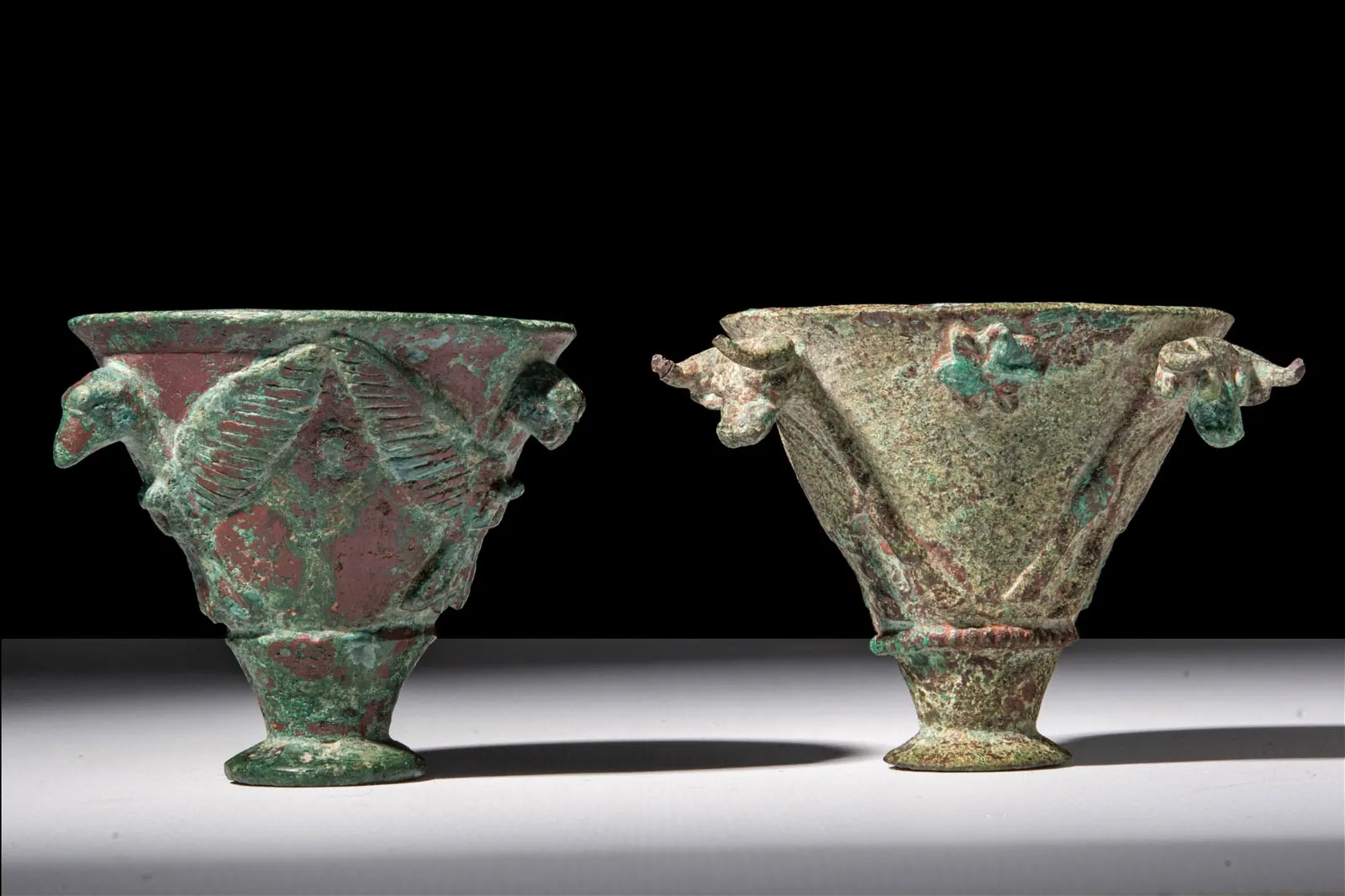 Sumerian Copper Decorated Cups With Animal Protomes, estimated at £40,000-£60,000 ($50,000-$75,000) at Apollo.