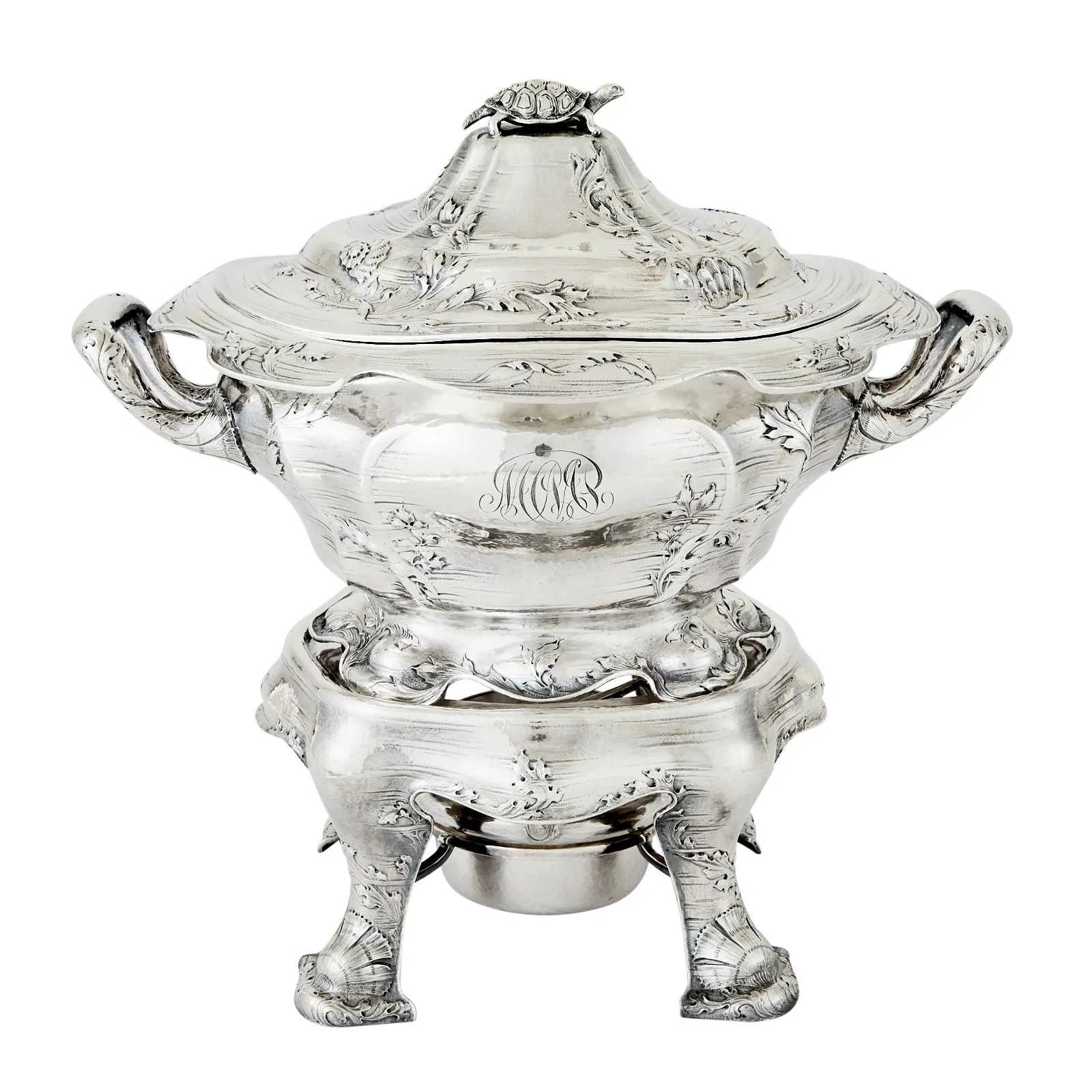 Gorham Martelé Sterling Silver Covered Terrapin Soup Tureen on Stand, estimated at $10,000-$20,000 at Doyle.