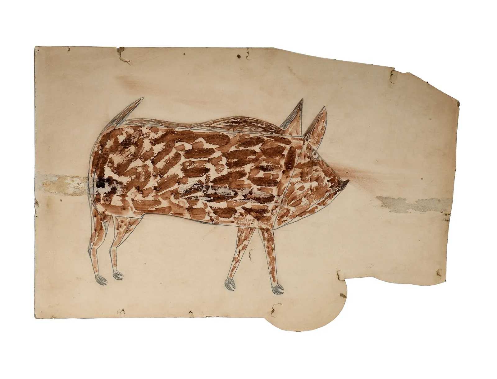 Bill Traylor, 'Untitled (Brown Spotted Pig),' estimated at $60,000-$90,000 at Slotin.