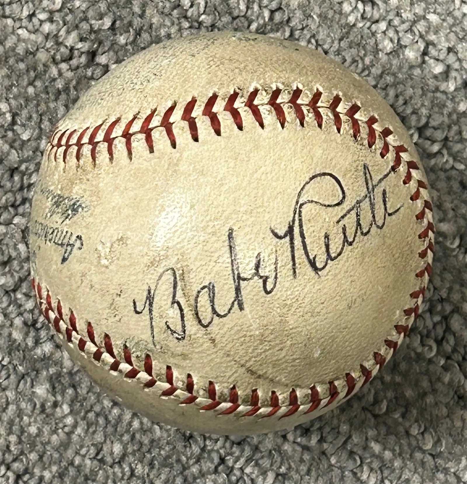 Babe Ruth-signed official league ball with clear signature, estimated at $10,000-$20,000 at Piece of the Past.