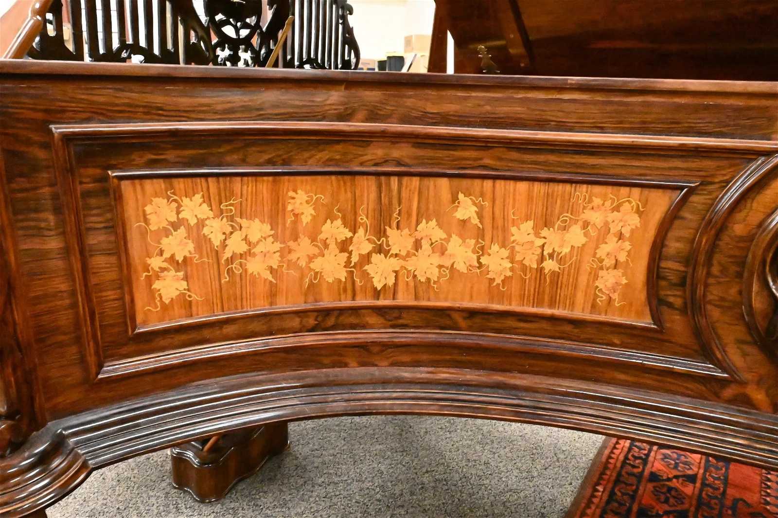 Detail of Steinway Rosewood Inlaid Model D Centennial Concert Grand Piano, estimated at $100,000-$150,000 at Nadeau's.