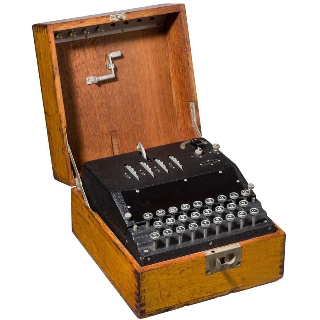 Enigma G cipher machine from the German Intelligence Service (Abwehr), one of just 20 known surviving examples, estimated at €90,000-€180,000 ($96,285-$192,575) at Hermann Historica on May 10.