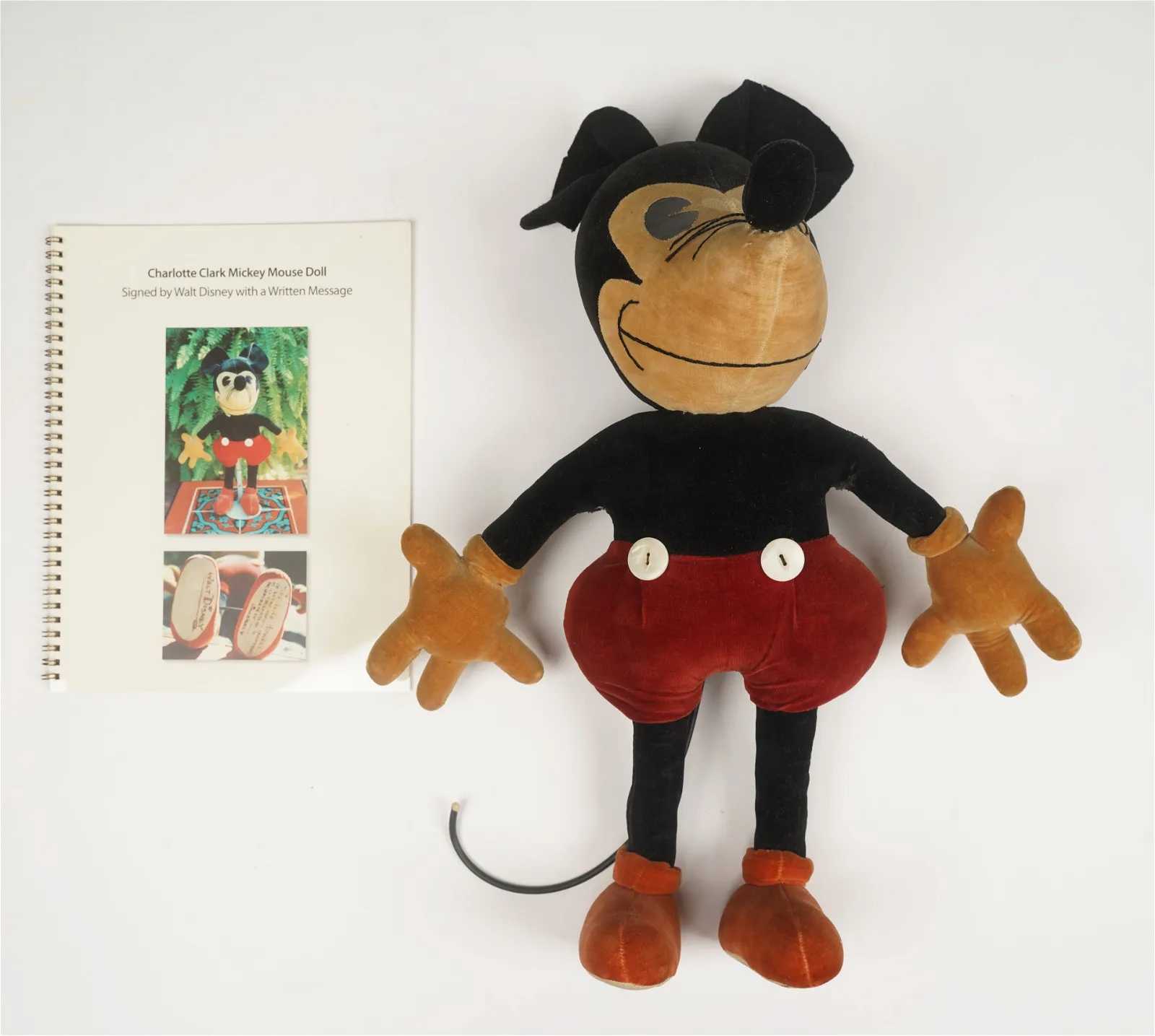 Walt Disney-signed Charlotte Clark Mickey Mouse plush doll, estimated at $6,000-$8,000 at Abell.