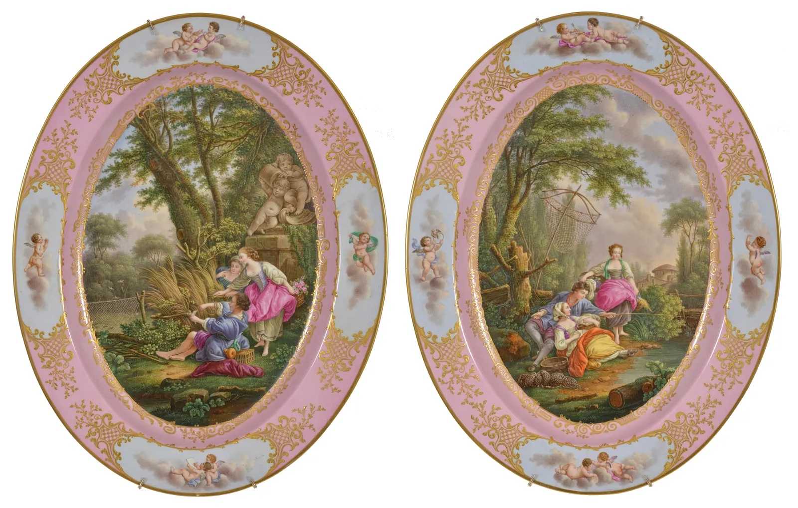 Barr and Barr Worcester Flight porcelain large oval plaques, estimated at $3,000-$5,000 at Tremont Auctions.