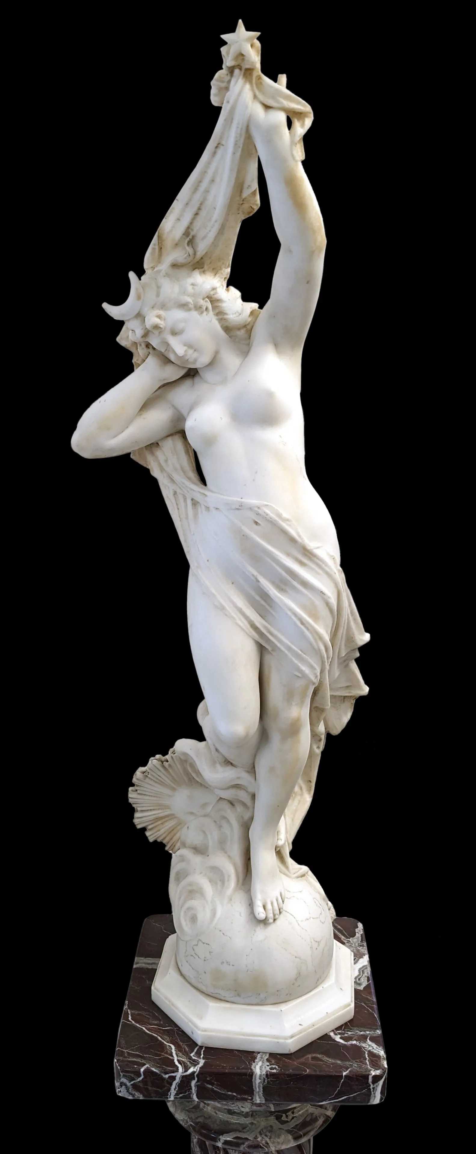 Ferdinando Vicchi, large marble sculpture of an allegorical figure, estimated at $9,000-$12,000 at Tremont Auctions.