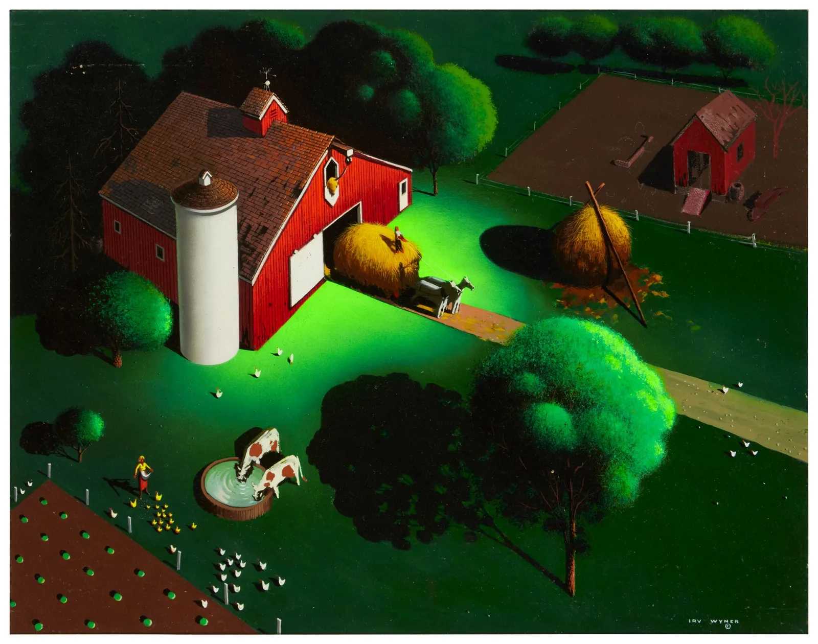 Irv Wyner, 'Light and Shadows - Farm Scene,' estimated at $1,000-$2,000 at John Moran.