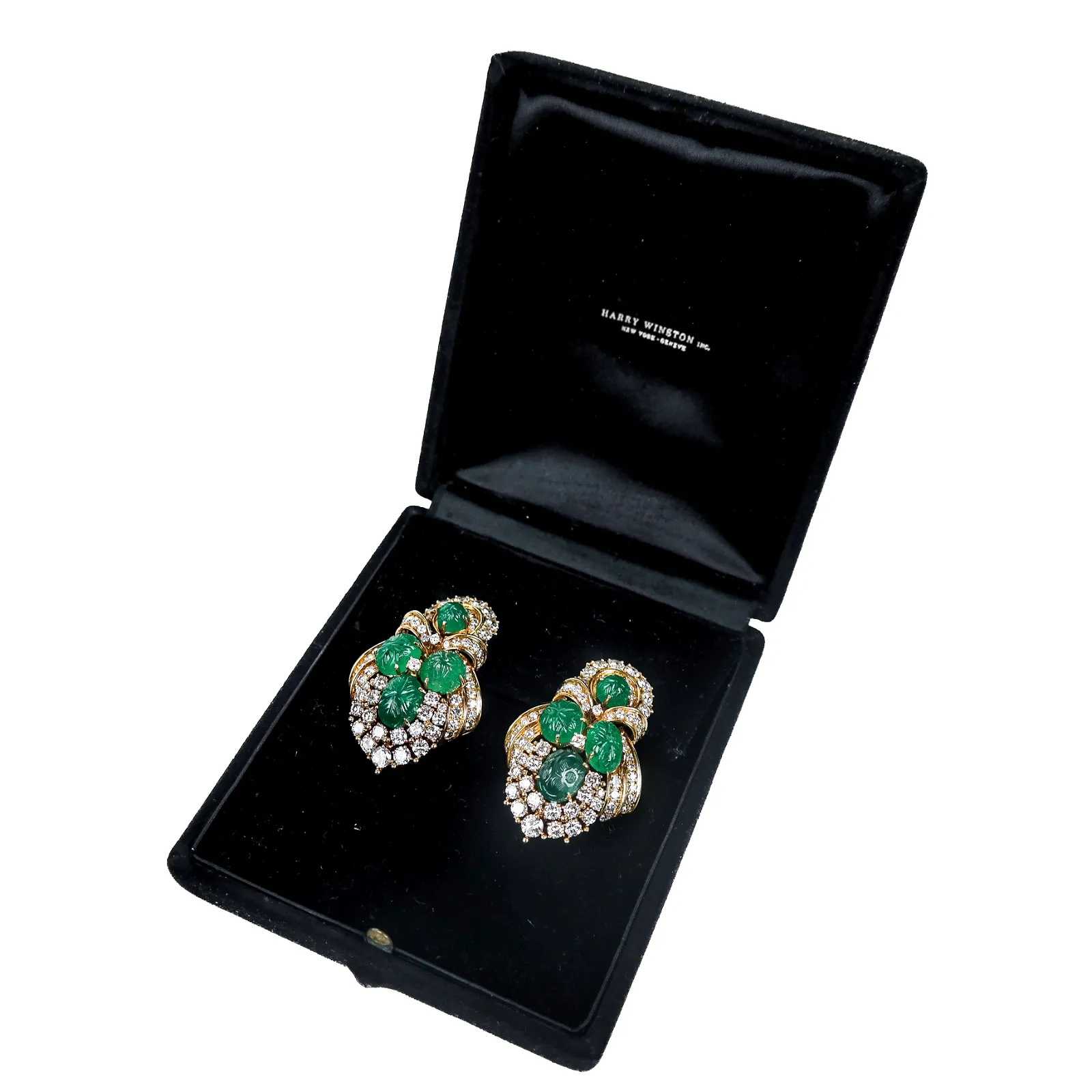 Jacques Timey for Harry Winston Diamond and Emerald Earrings, estimated at $15,000-$20,000 at Roland NY.