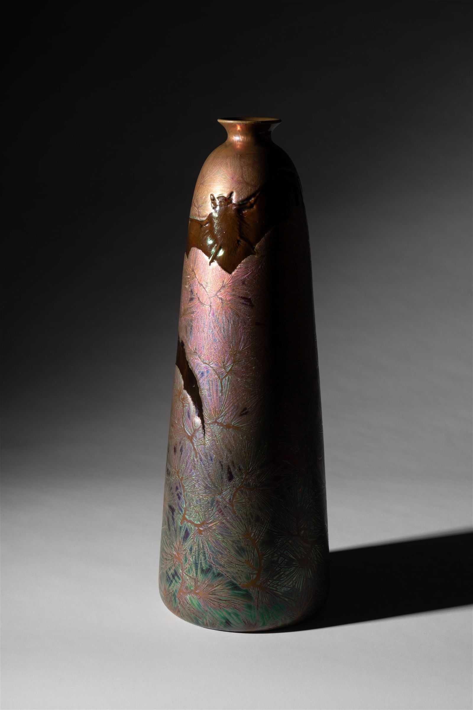 Clement Massier Art Nouveau vase, which sold for $20,480 with buyer’s premium at Abell Auction on April 17.