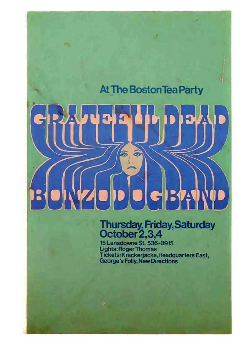 1969 Grateful Dead and Bonzo Dog Band concert handbill, which hammered for £1,400 ($1,765) and sold for £1,905 ($2,405) with buyer’s premium at Dawsons Auctioneers March 28.