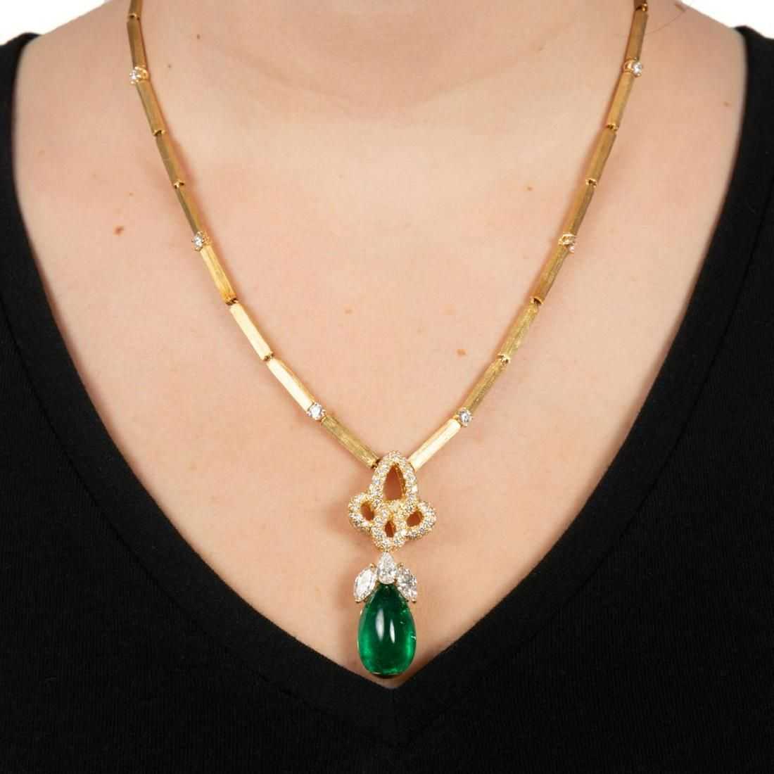A Henry Dunay emerald and diamond necklace in 18K gold attained $27,500 plus the buyer’s premium in November 2022. Image courtesy of Ahlers & Ogletree Auction Gallery and LiveAuctioneers.