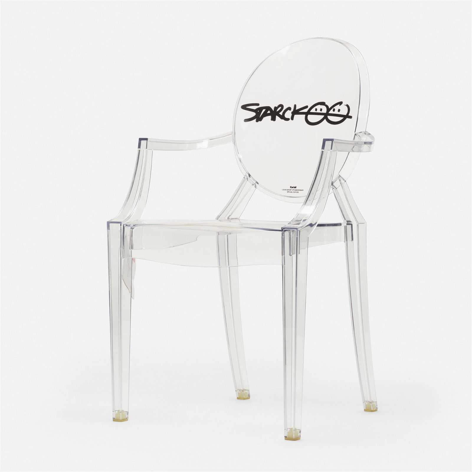 One of Philippe Starck’s most famous designs is his Louis Ghost chair in transparent acrylic. A limited edition 10th anniversary chair produced in 2012 for Kartell secured $1,100 plus the buyer’s premium in August 2022. Image courtesy of Wright and LiveAuctioneers.