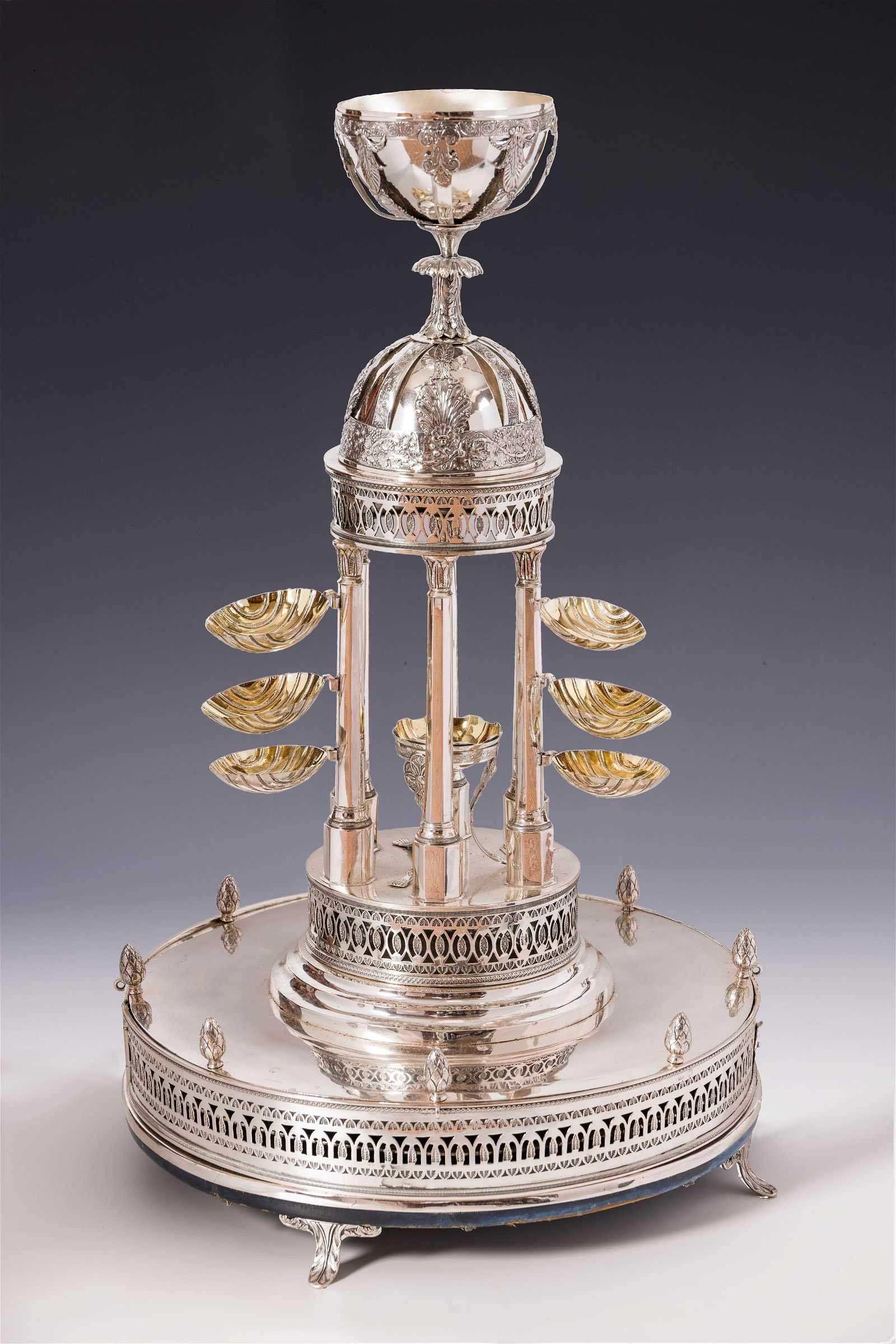 Neoclassical silver Passover compendium by George Heinrich Steffen, made in Berlin in 1817, estimated at $25,000-$35,000 at J. Greenstein & Co.