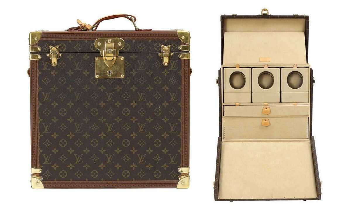 Bespoke Louis Vuitton traveling trunk for wristwatches, estimated at £12,000-£15,000 ($15,235-$19,040) at Sworders.
