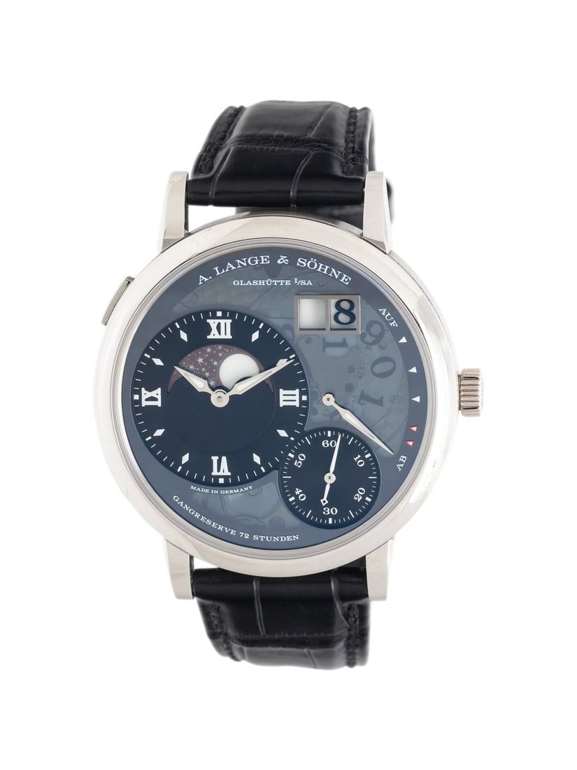 An A. Lange & Söhne ref. 139.035F Grand Lange 1 Moon Phase Lumen watch sold for $80,000 plus the buyer’s premium in October 2023. Image courtesy of Freeman’s Hindman and LiveAuctioneers.
